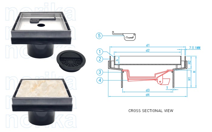 AISI304L DECORATIVE  SMARTDRAIN150 TILE & MARBLE (For HDB Projects)